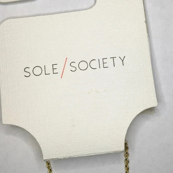 NWT Sole Society Gold Neutral Color Stone Fringe Necklace - Picture 7 of 8